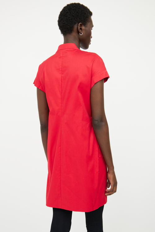 Marni Red Button Cord Modern Collar Dress