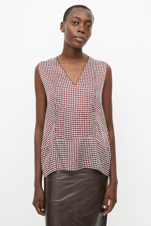 Marni Red 
White Checker Print Tank