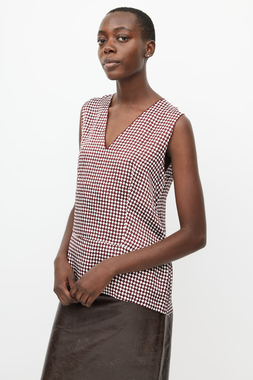 Marni Red 
White Checker Print Tank