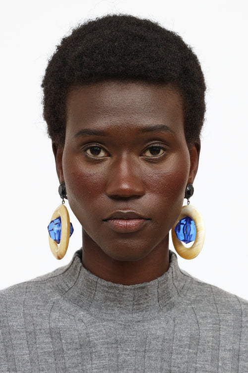 Marni Resin Crystal Circle Drop Earrings