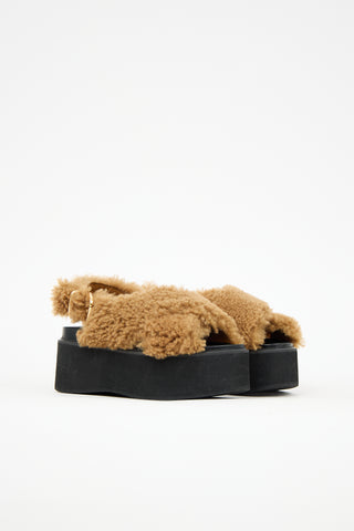 Marni Shearling Platform Sandal