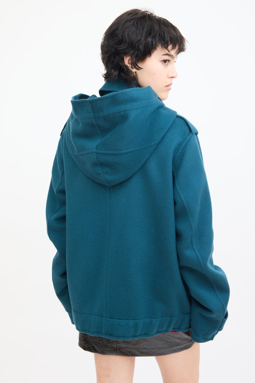 Marni Teal Wool 
Cashmere Pea Coat