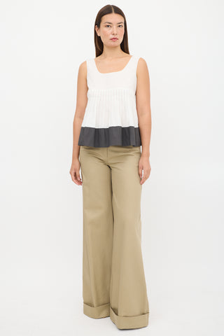 Marni White 
Dark Grey Pleated Top