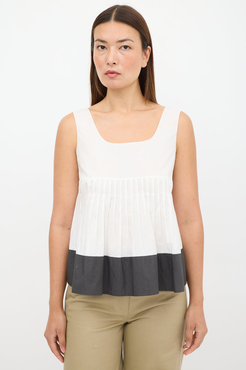 Marni White 
Dark Grey Pleated Top