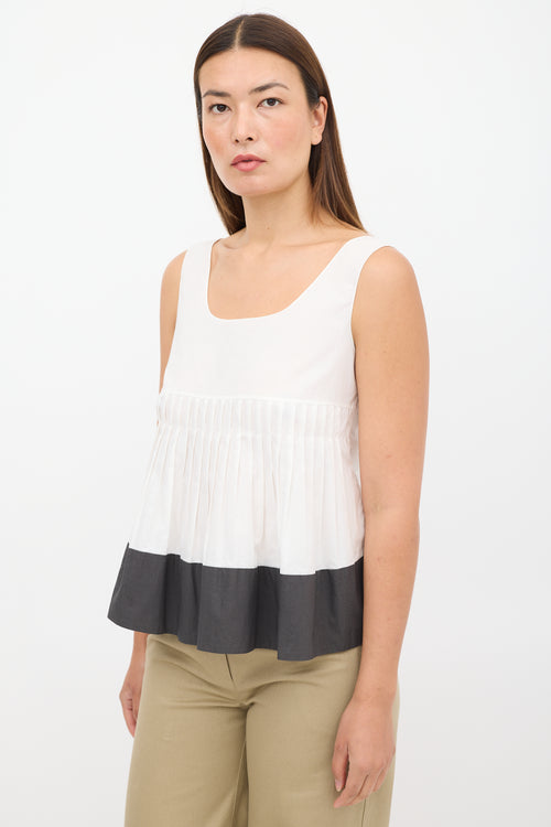 Marni White 
Dark Grey Pleated Top