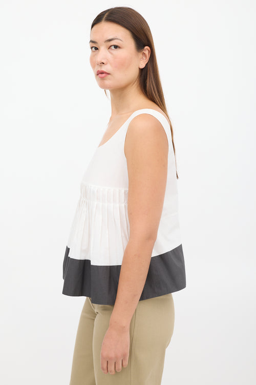 Marni White 
Dark Grey Pleated Top