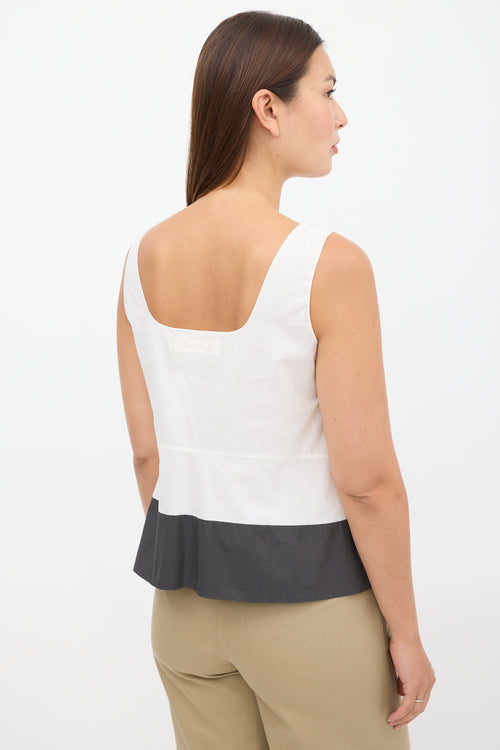 Marni White 
Dark Grey Pleated Top