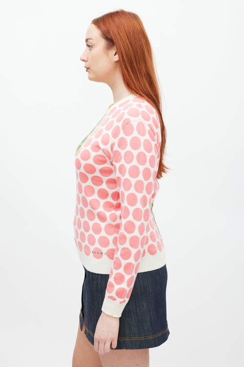 Marni White 
Multicolour Polka Dot Wool Knit Sweater