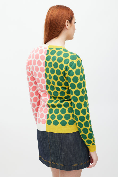 Marni White 
Multicolour Polka Dot Wool Knit Sweater