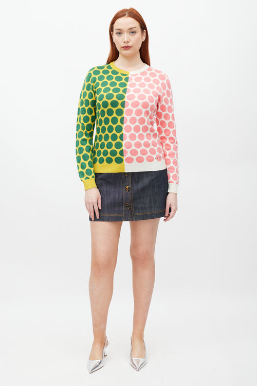 Marni White 
Multicolour Polka Dot Wool Knit Sweater