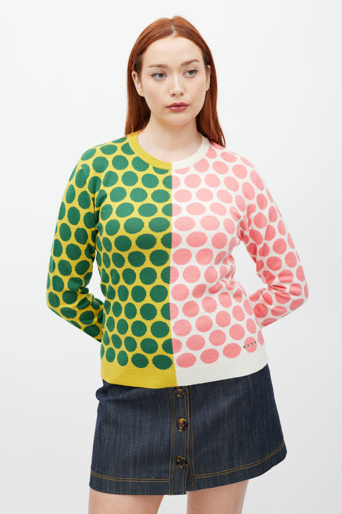 Marni White 
Multicolour Polka Dot Wool Knit Sweater