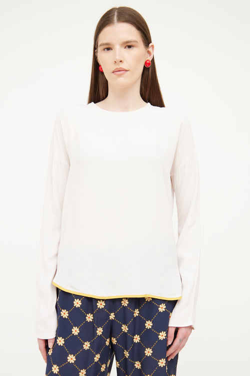 Marni Pink 
Yellow Silk Blend Top