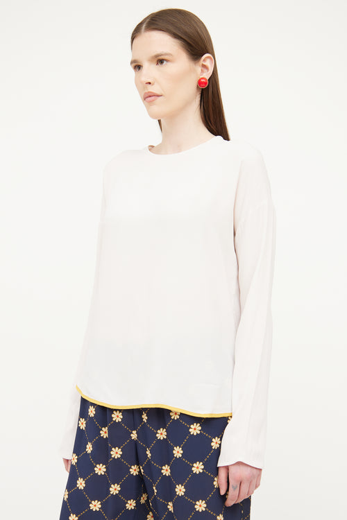 Marni Pink 
Yellow Silk Blend Top