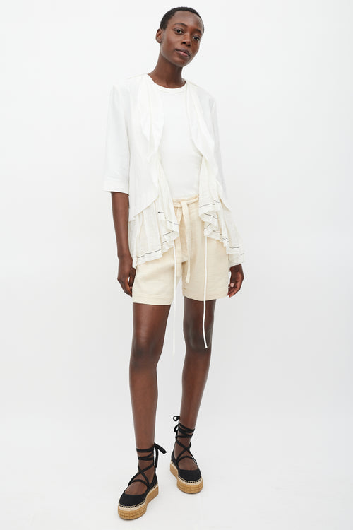 Marni White Tie Front Ruffled Blouse