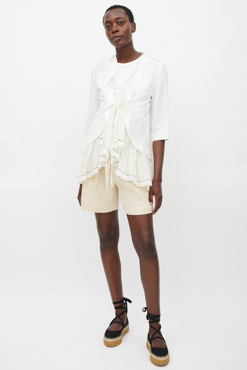 Marni White Tie Front Ruffled Blouse