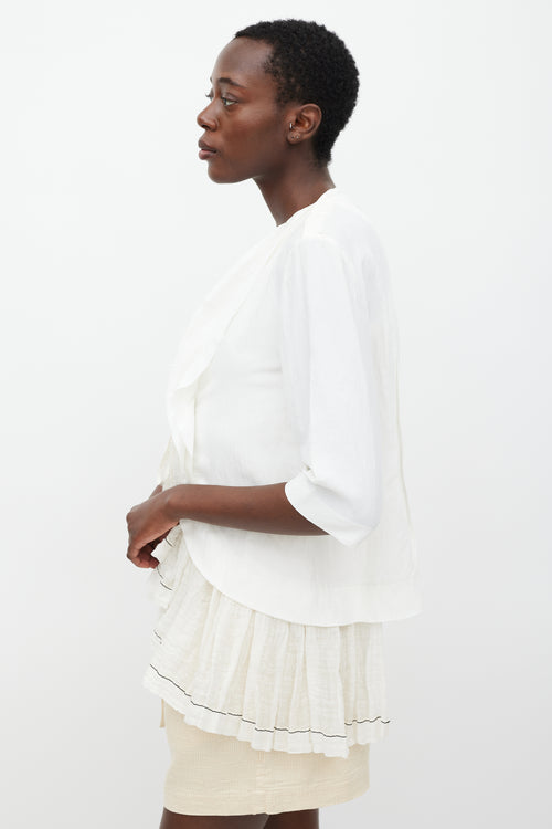 Marni White Tie Front Ruffled Blouse