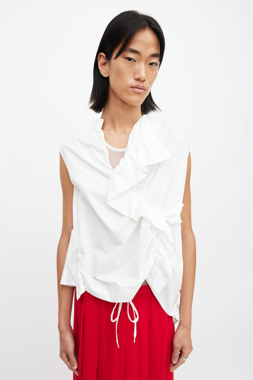 Marni White Oversized Ruffle Blouse