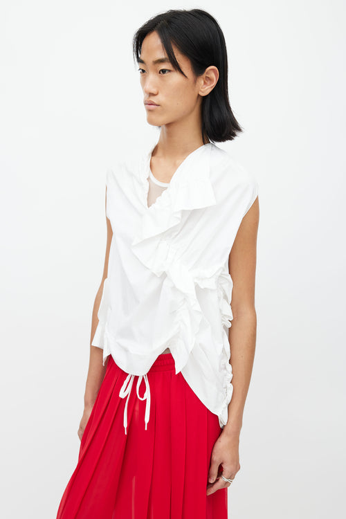 Marni White Oversized Ruffle Blouse