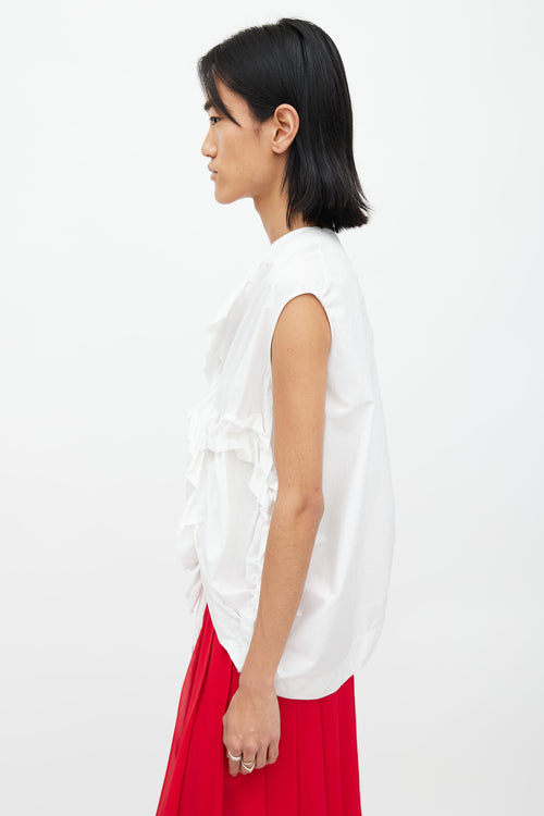 Marni White Oversized Ruffle Blouse