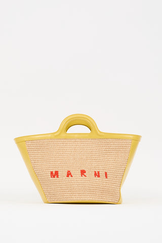 Marni Yellow 
Beige Tropicalia Logo Tote Bag