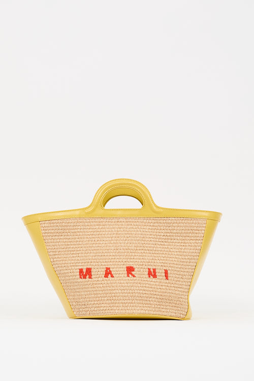 Marni Yellow 
Beige Tropicalia Logo Tote Bag