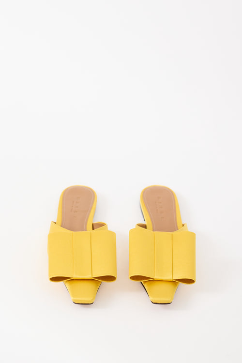 Marni Yellow Satin Bow Mule