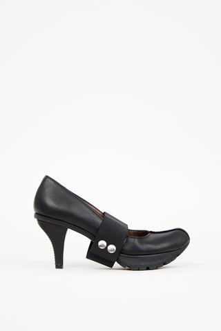 Marni Black Leather Platform Heel