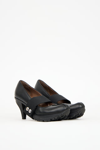 Marni Black Leather Platform Heel