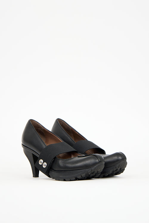 Marni Black Leather Platform Heel