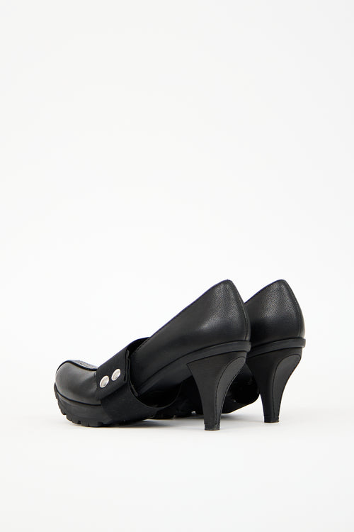 Marni Black Leather Platform Heel