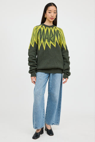 Marni Green Fire Island Logo Sweater