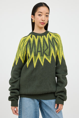 Marni Green Fire Island Logo Sweater