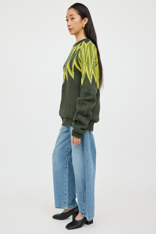 Marni Green Fire Island Logo Sweater