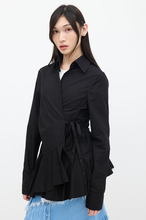 Marques Almeida Black Ruffled Wrap Shirt