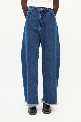 Marques Almeida Blue Denim Wide Leg Jeans