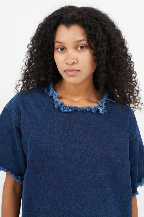 Marques Almeida Blue Distressed Denim Shirt Dress