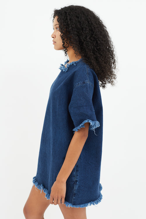 Marques Almeida Blue Distressed Denim Shirt Dress