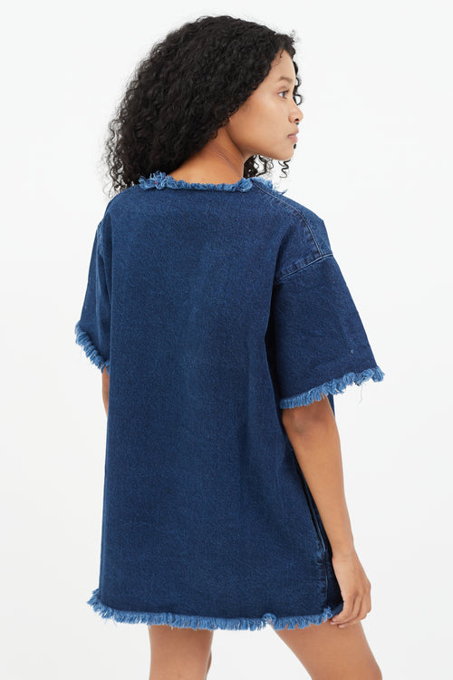 Marques Almeida Blue Distressed Denim Shirt Dress