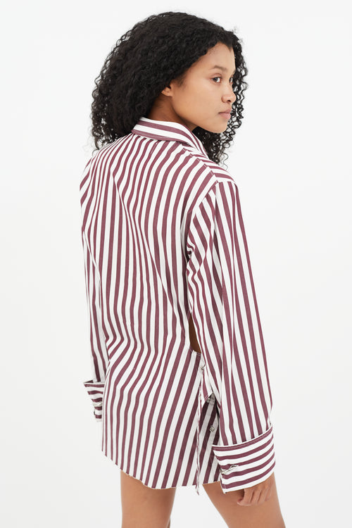 Marques Almeida Red 
White Stripe Twisted Belt Shirt Dress