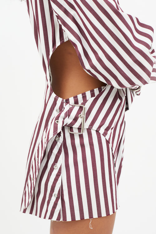 Marques Almeida Red 
White Stripe Twisted Belt Shirt Dress