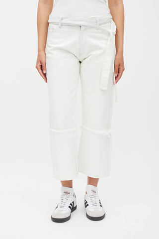 Marques Almeida White Wide Raw Edge Cuffed Jeans