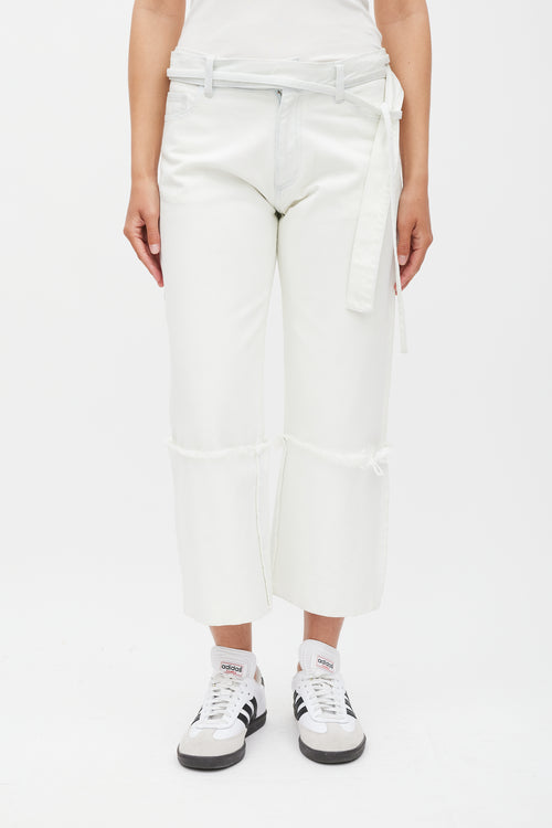 Marques Almeida White Wide Raw Edge Cuffed Jeans