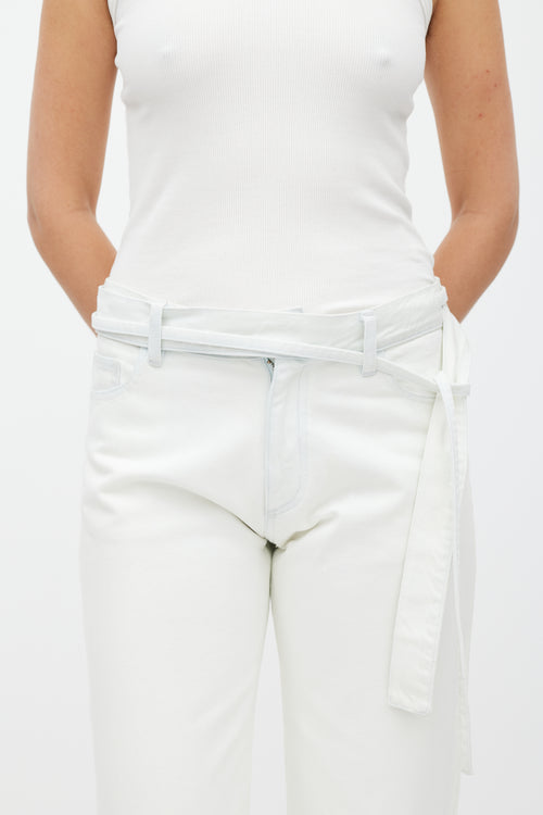 Marques Almeida White Wide Raw Edge Cuffed Jeans