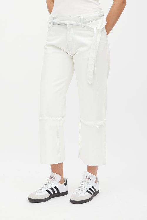 Marques Almeida White Wide Raw Edge Cuffed Jeans