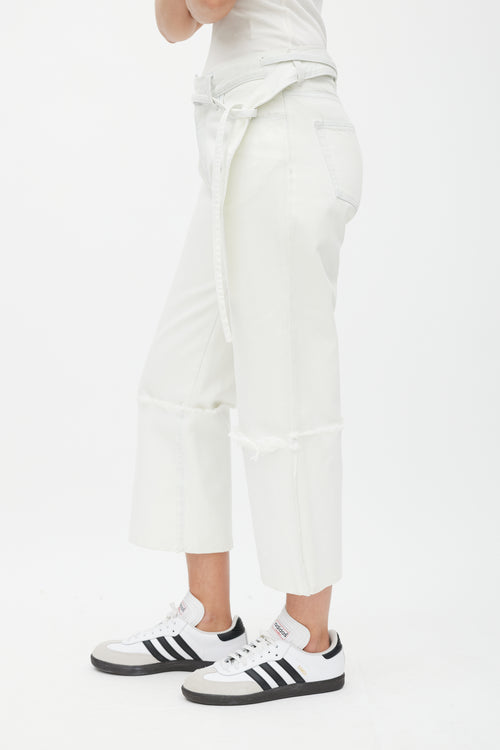 Marques Almeida White Wide Raw Edge Cuffed Jeans