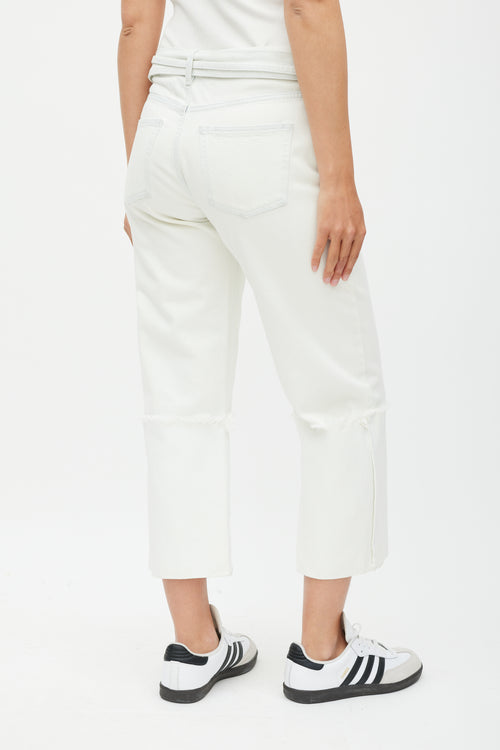 Marques Almeida White Wide Raw Edge Cuffed Jeans