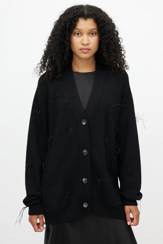 Marques
Almeida Black Merino 
Feather Trim Cardigan