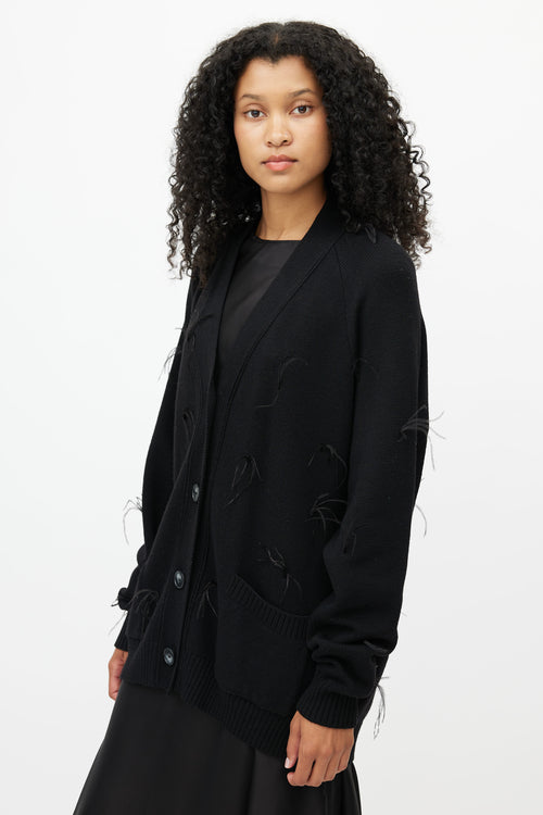 Marques
Almeida Black Merino 
Feather Trim Cardigan