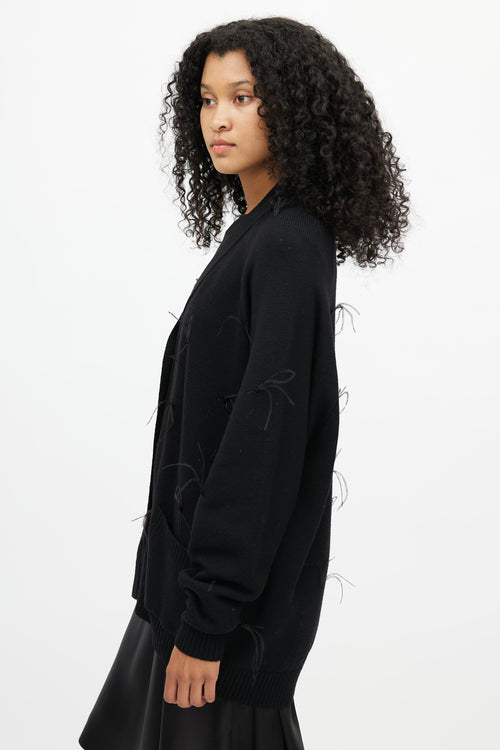 Marques
Almeida Black Merino 
Feather Trim Cardigan