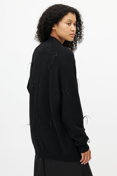 Marques
Almeida Black Merino 
Feather Trim Cardigan